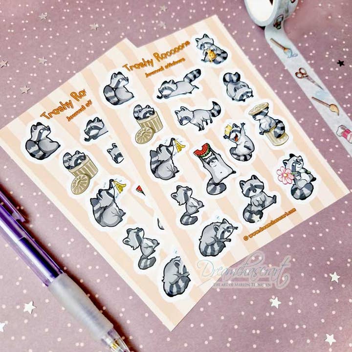 Dreamchaserart - Wholesale Sticker - Trashy Raccoons Sticker sheet2