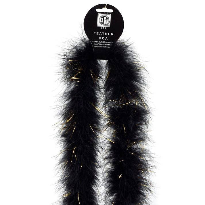 Zucker Feather Products – wholesale Dräkt – Dam – Full Marabou Fjäderboa med Lurex - Svart/Guld Lurex3
