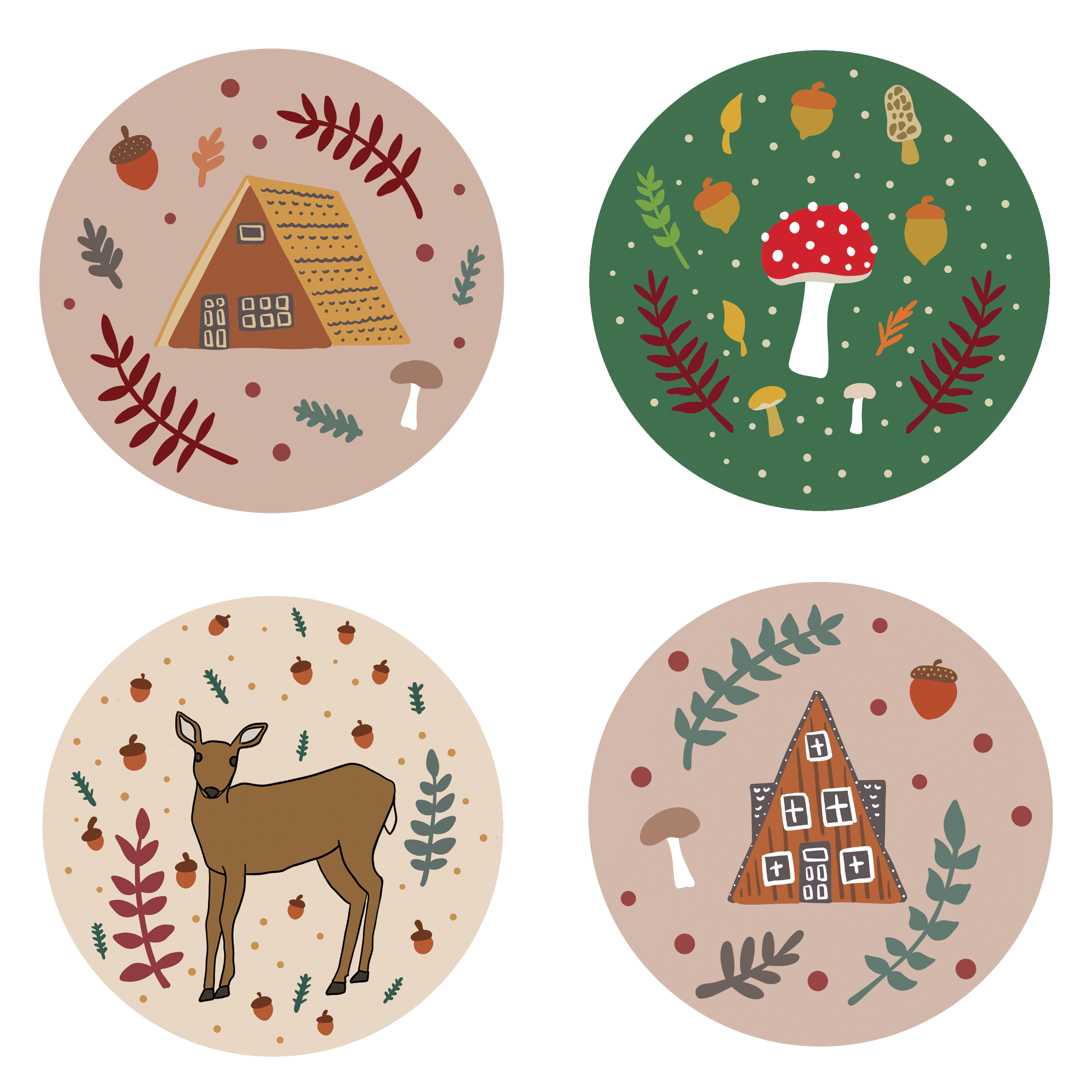 Made by Nilina - Wholesale Compact Mirror - Woodland Cabin Pocket Mirror - Deer Mushroom Nature Folk Art6