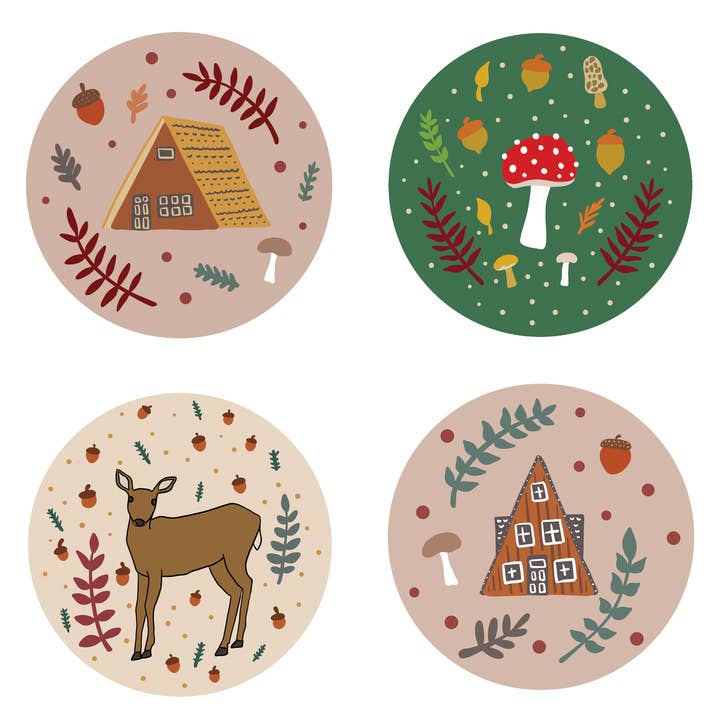 Made by Nilina - Wholesale Compact Mirror - Woodland Cabin Pocket Mirror - Deer Mushroom Nature Folk Art6