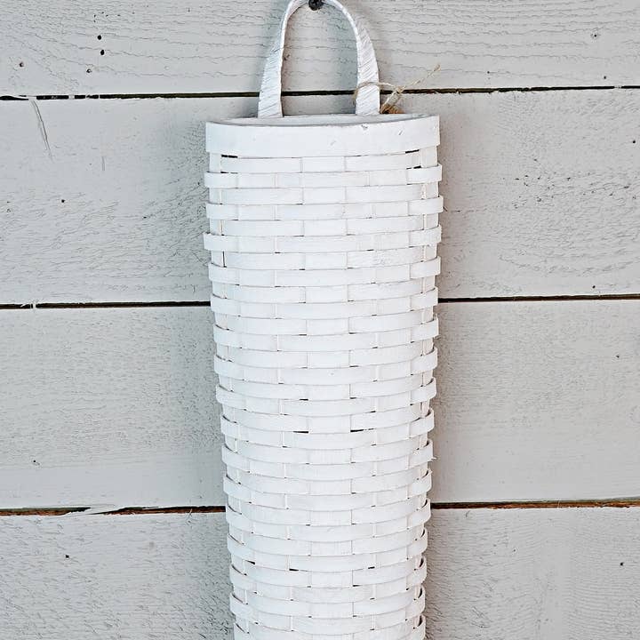 M10520- Long John Woven Wall Basket-White Wash-18Lx6W- for wholesale by Impressive Enterprises, Inc.
