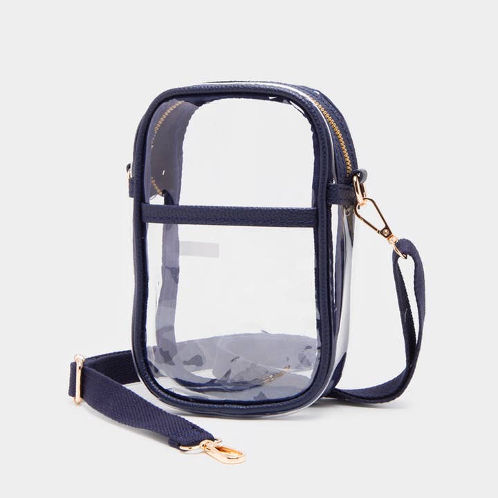 Sensibling Corp. - Wholesale Crossbody Bag - Women's - Solid Faux Leather Transparent Rectangle Crossbody Bag