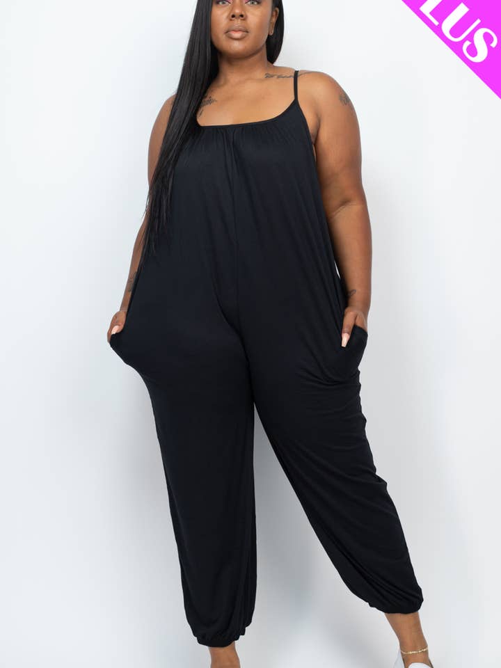 CAPELLA APPAREL - Wholesale Jumpsuit - Women's - Plus Size Sleeveless Jogger Jumpsuit