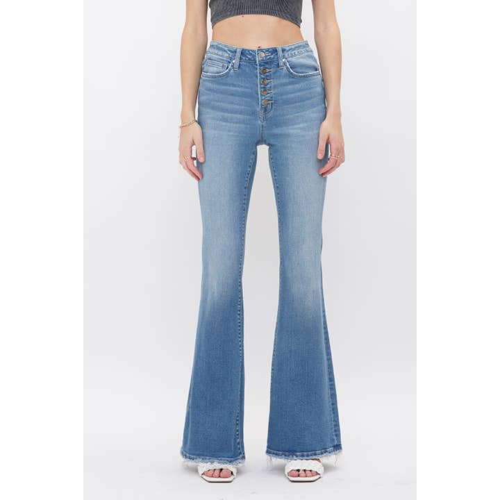 BIJOU HIGH RISE FLARE WITH BUTTON UP for wholesale by Mica Denim