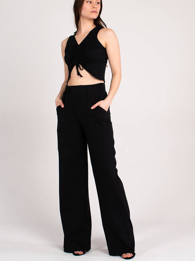 Calças Organic Wide Leg - Black por atacado de This Is Anyo