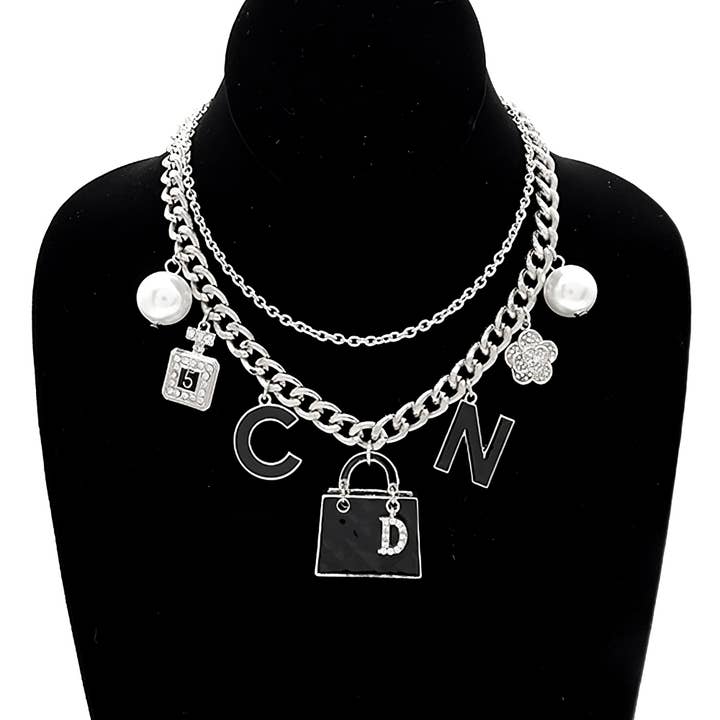 Diacly - Wholesale Pendant/Charm Necklace - Bag Perfume Flower N C Charm Chain Necklace