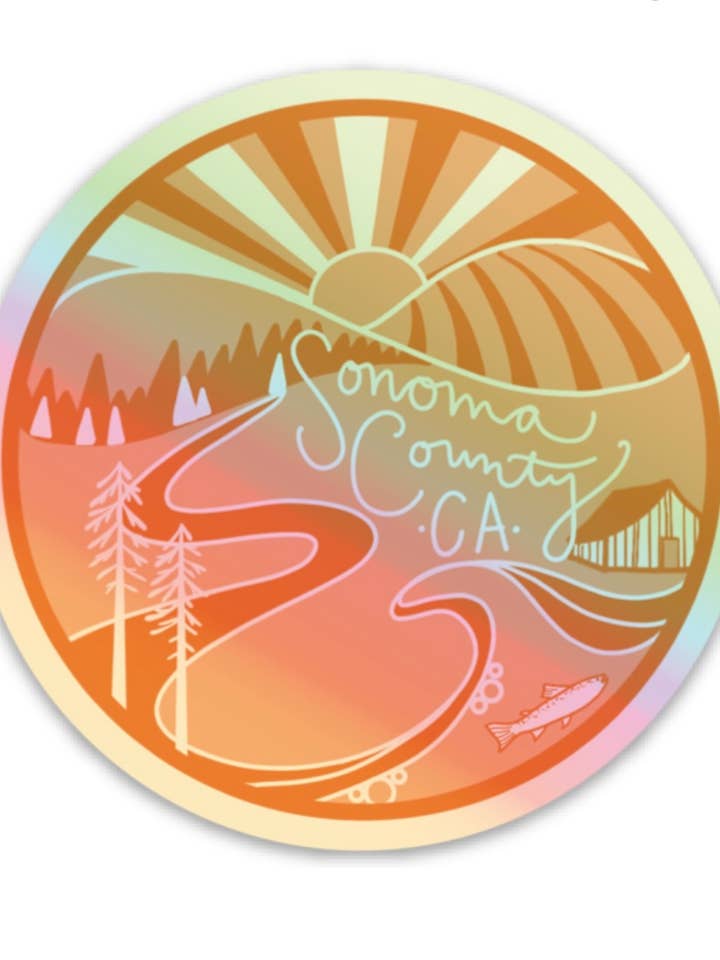 Pegatina redonda del condado de Sonoma para venta al por mayor de Botanical State of Mind