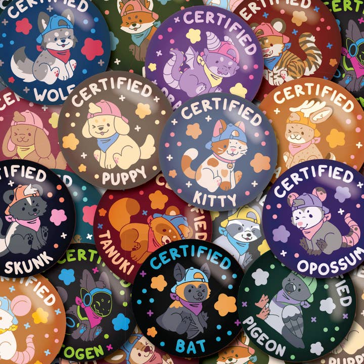 certified critter 3" pin badges! for wholesale by Hannimations