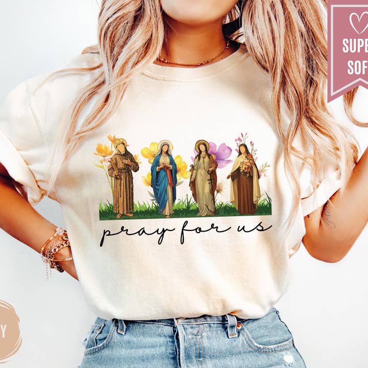 Sweat-shirt Comfort Colors Saints Catholiques Priez Pour Nous pour la vente par Glaime