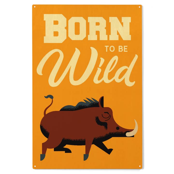Lantern Press - Wholesale Wood Wall Art - WOOD SIGN ART Hog, Born to be Wild, Geometric8