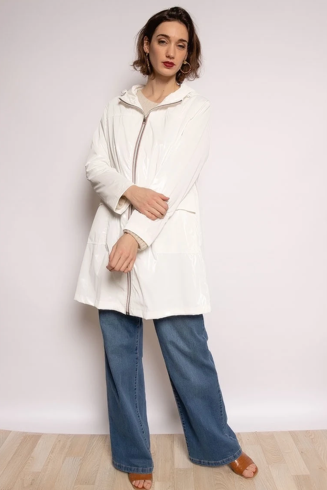 Escandelle Paris – Capa de chuva - Mulher por atacado – Parka encerada longa, Corta-vento impermeável leve7