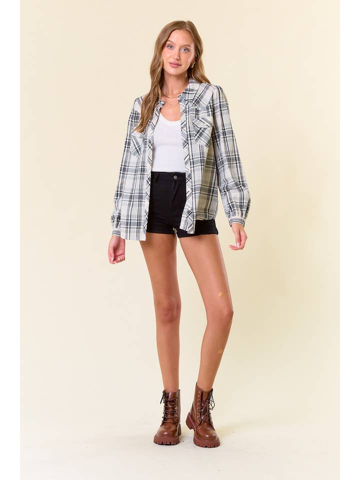 Doe and Rae – wholesale Tröja med knappar – Dam – FLANELL RUTIG BLUS MED TRYCKKNAPPAR - 44706T4