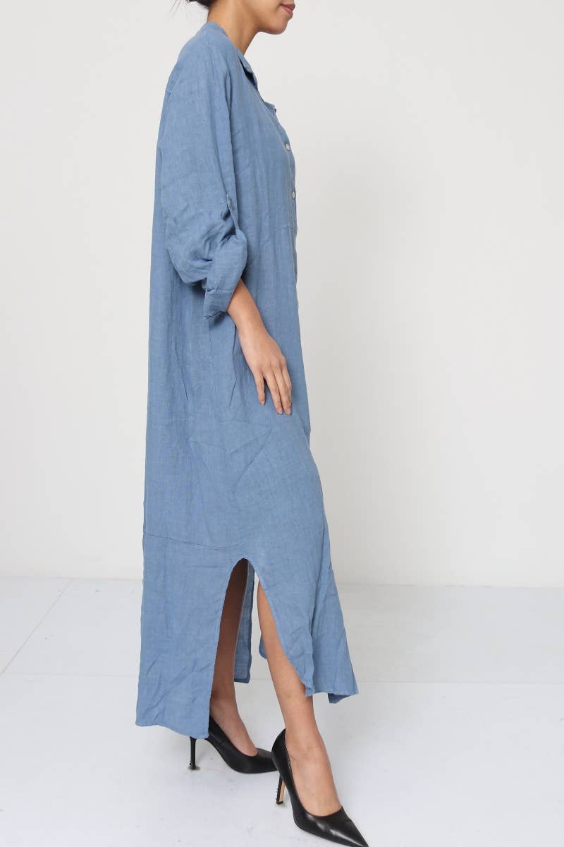 LÉA & LUC - Wholesale Dress - Women's - Long shirt dresses in 100% Linen REF. 148438