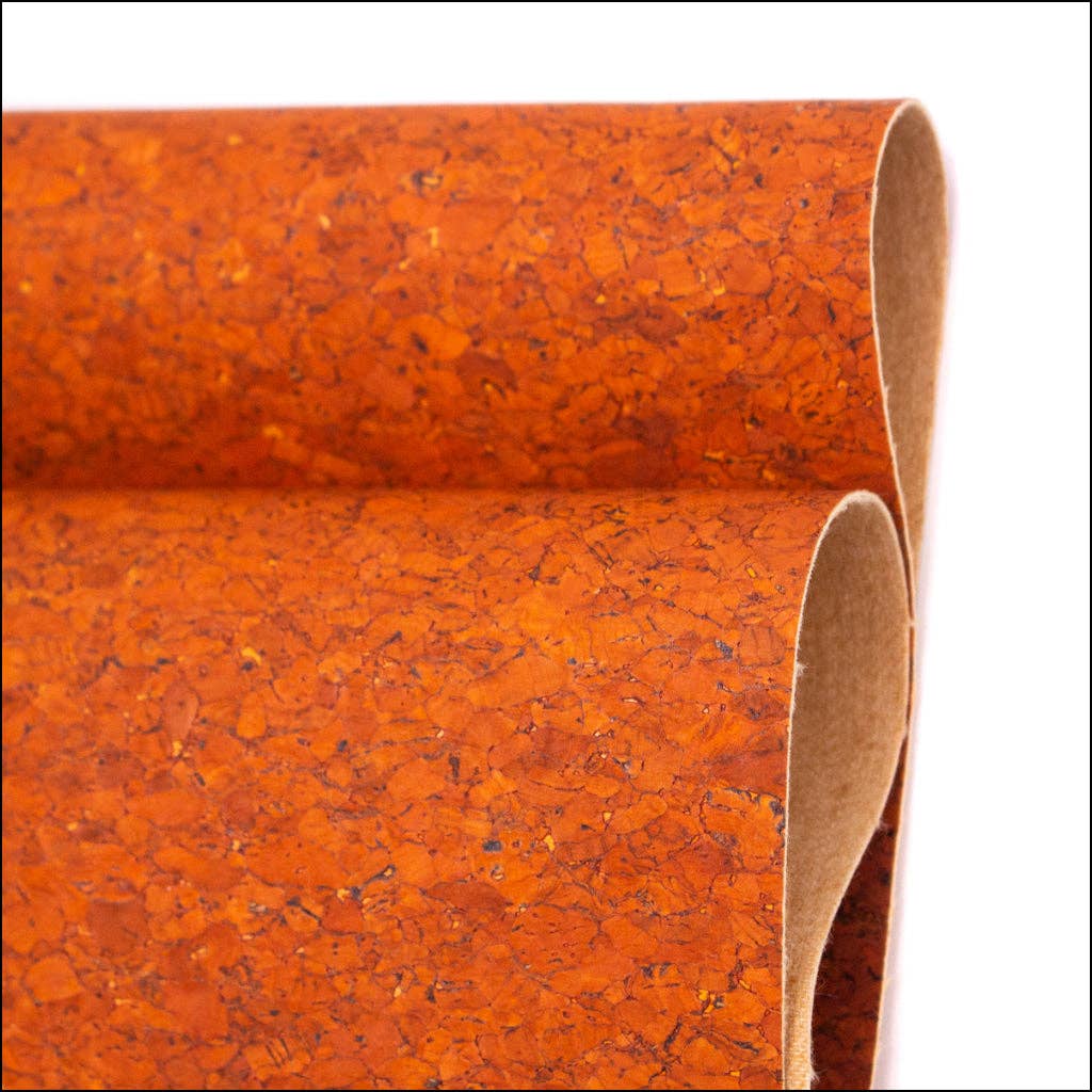 Meninas Bonitas Cork - Wholesale Craft Supplies - Agglomerate Orange Portuguese cork fabric COF-3593
