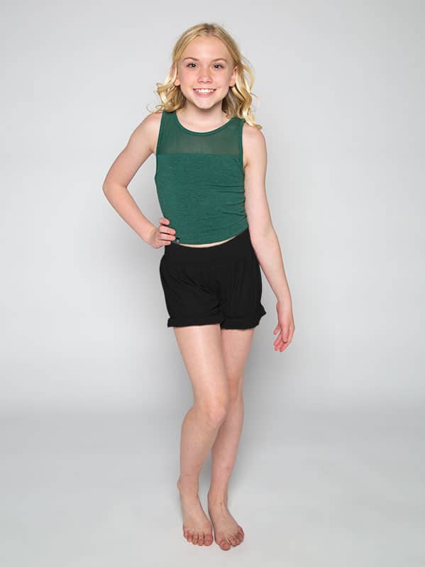Stretchy Mesh Youth Top, Spruce Green for wholesale by Sugar And Bruno