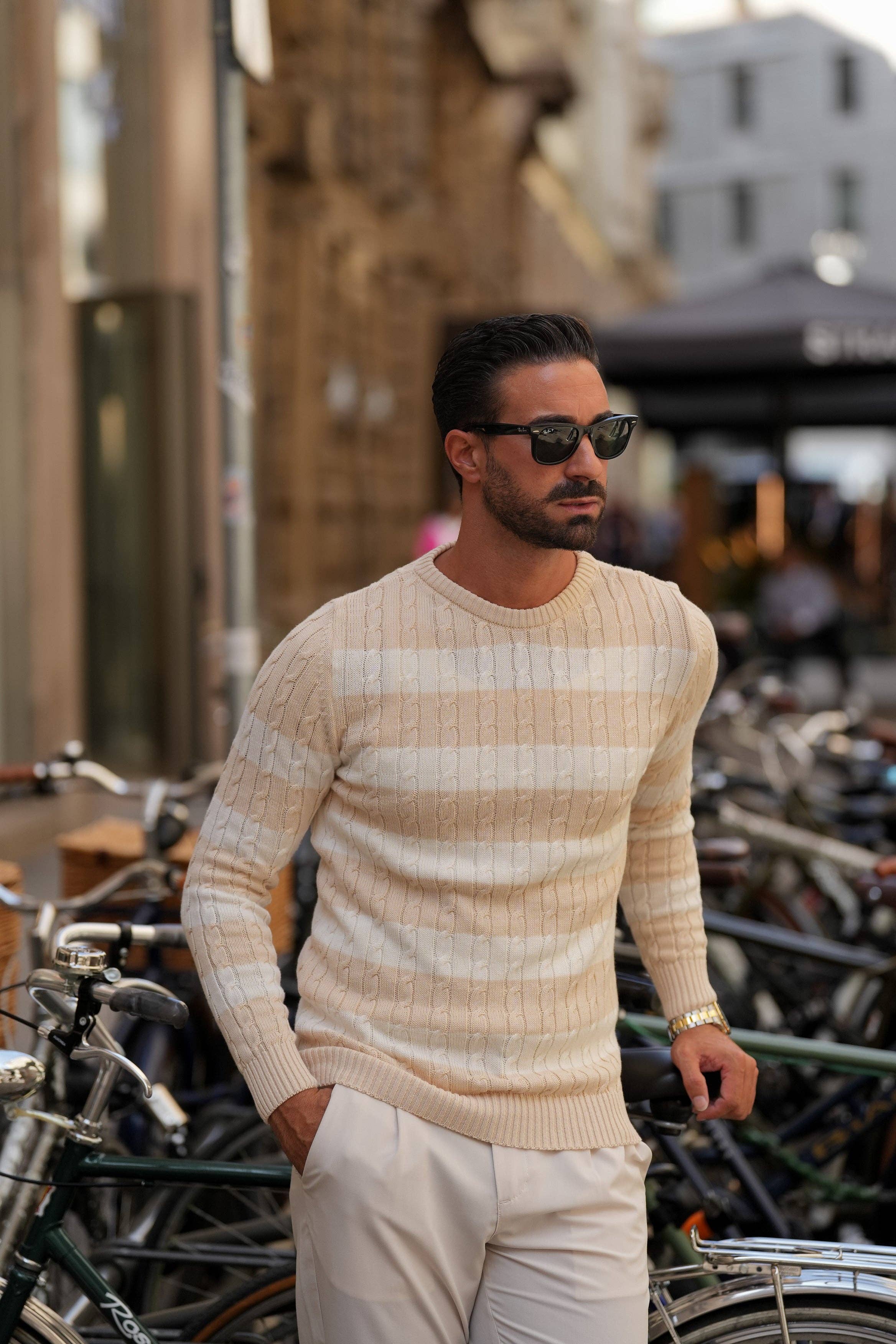 DONATO – wholesale Knitted jumper – Men′s – Cream Sweater3