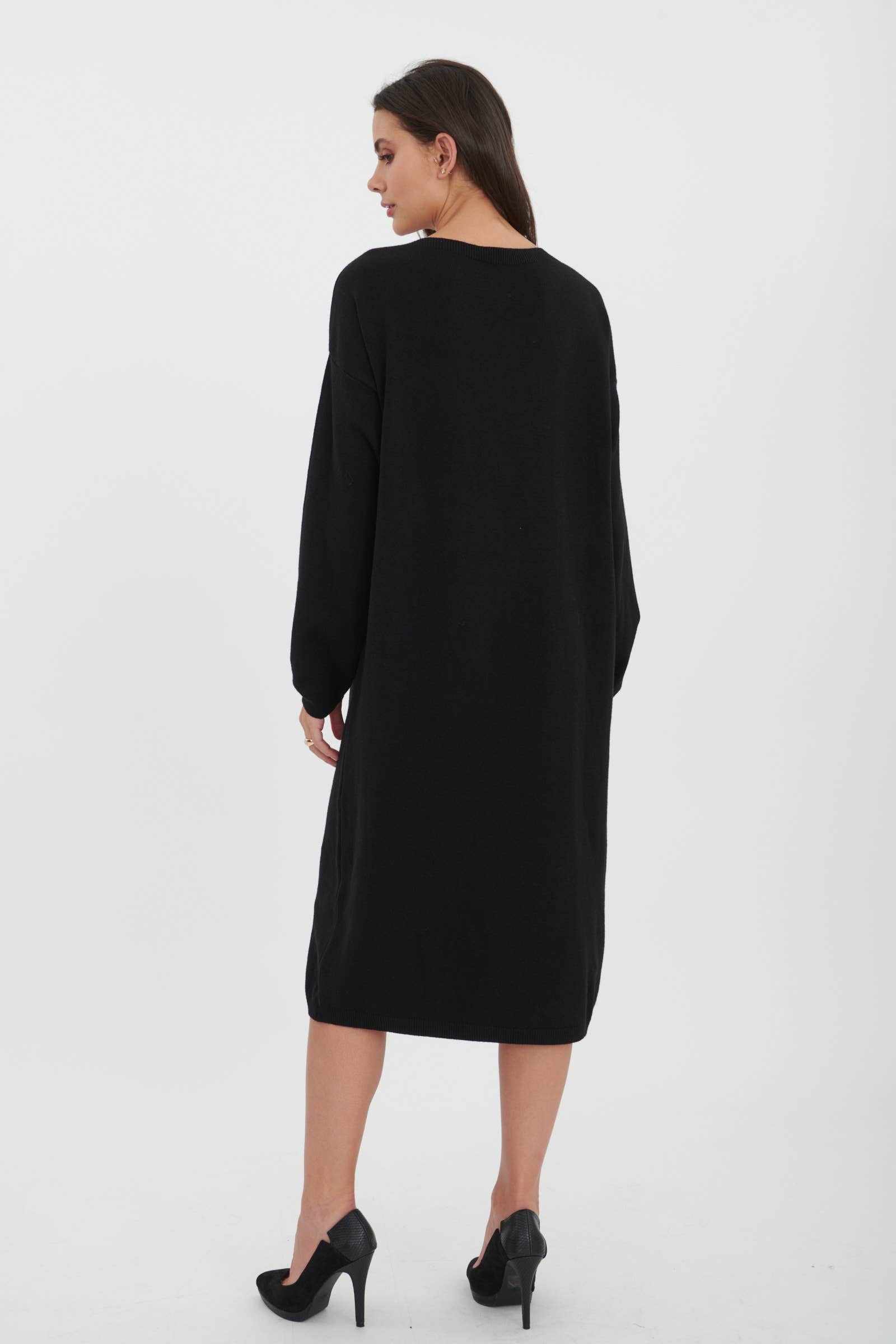 ORNELLA PARIS - Wholesale Dress - Women's - LEL-R22271 plain long sweater dress13
