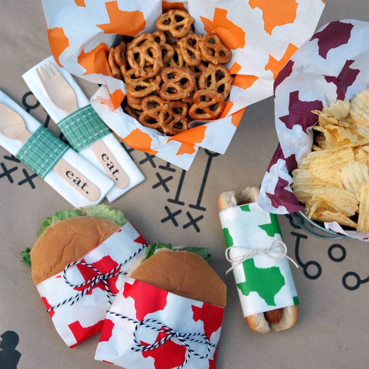 Eat Drink Host - Vendita all'ingrosso Tovaglia/runner monouso - Carta GRUB - Texas3