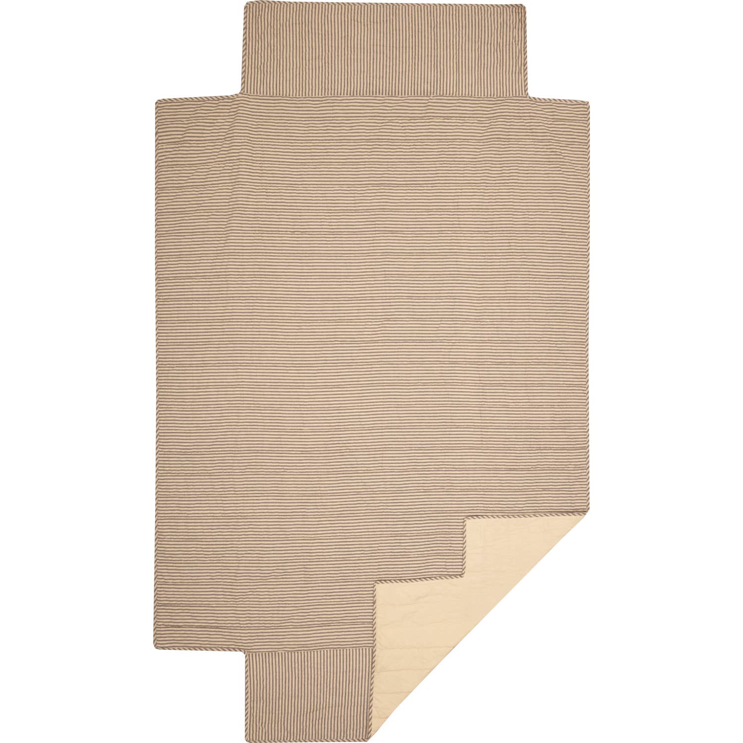 VHC Brands - Wholesale Bedding Set - Sawyer Mill Charcoal Ticking Stripe 5pc Daybed Quilt Set (1 Quilt, 1 Bed Skirt, 3 Standard Shams)1