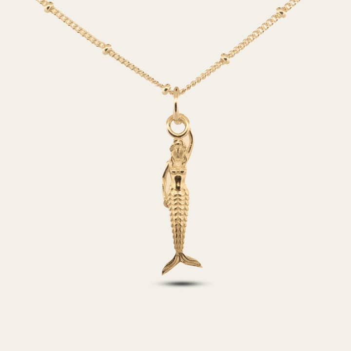 Solid Gold Mini Mermaid Necklace - Zennor for wholesale by Dainty London
