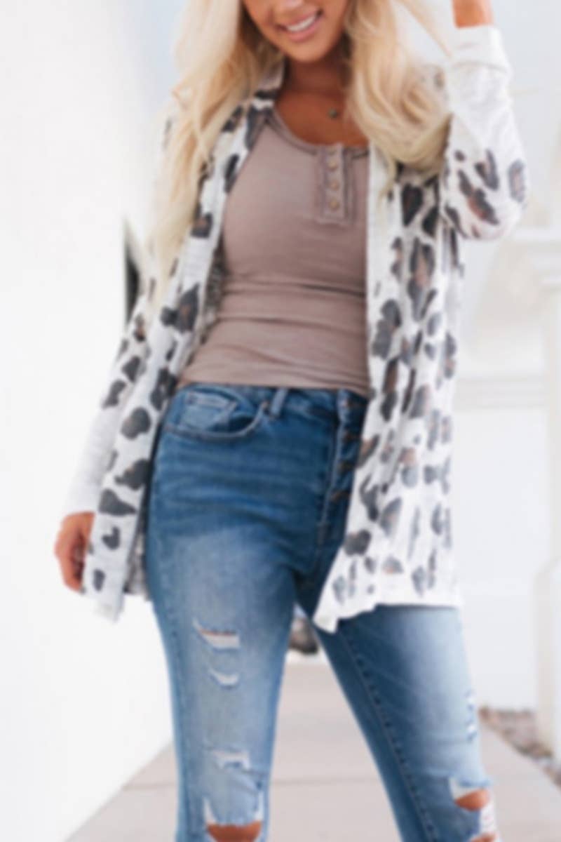 NINEXIS - Vente Cardigan – femme - CWOCO1083_MANTEAU CARDIGAN À MANCHES LONGUES IMPRIMÉ LÉOPARD AUTOMNE0