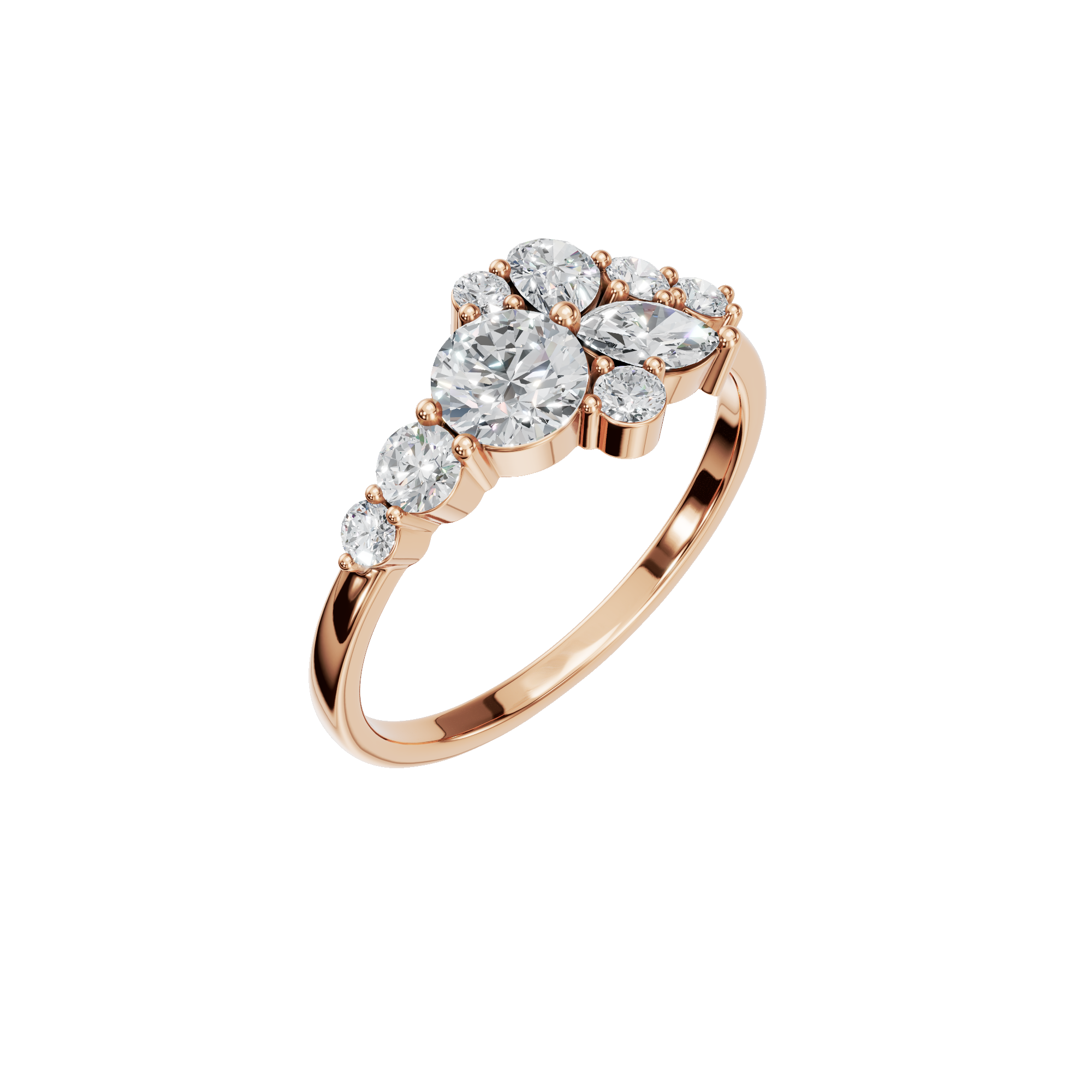 PureYou Jewelry – wholesale Ring med flera stenar – 14K Guld Diamantklusterring, Stapelbar Ring, Vigselring3