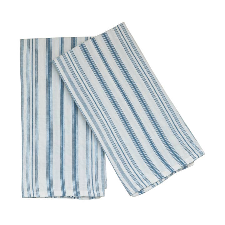 Torchon à vaisselle rayé bleu, lot de 2 pour la vente par MAISON POIRE