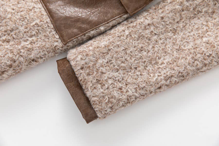 Color as pictures CT82L Women's Long Winter Coat with Wool & PU Leather for wholesale on Faire5