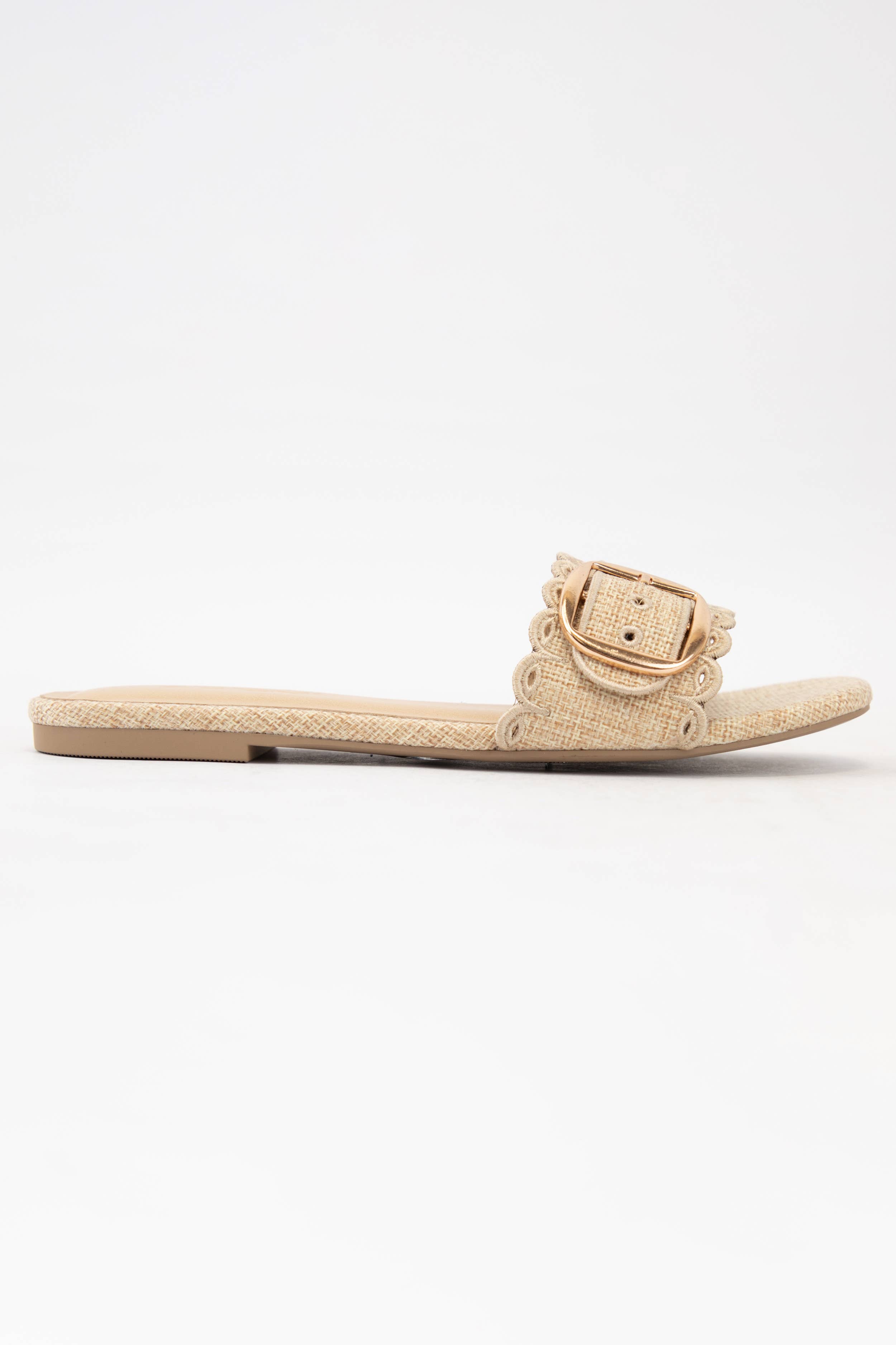 CCOCCI – Großhandel Sandalen – Damen – NUALA SANDALETTEN AUS LEINEN MIT WELLENKANTE UND SCHNALLE1