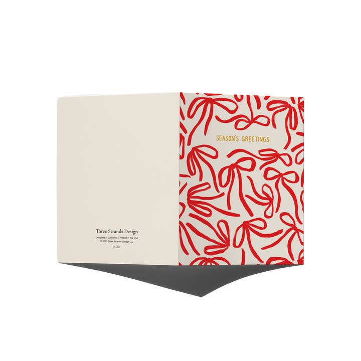 Three Strands Design - Wholesale Christmas Card - Red Bows Season's Greetings Card Holiday and New Year's Card1