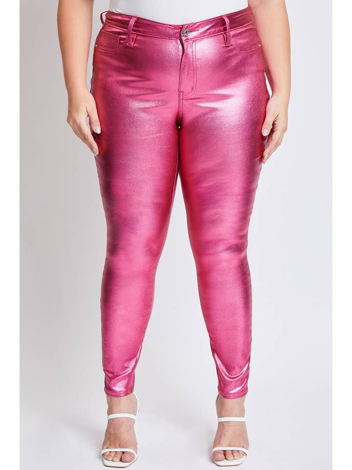 YMI - Wholesale Jeans - Women's - Junior Plus High-Rise Metallic Skinny Jean