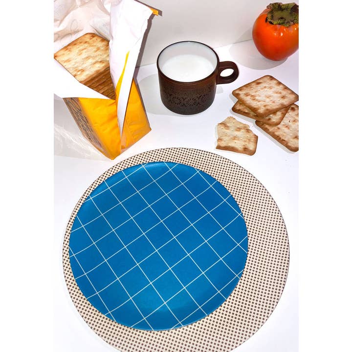 Xenia Taler - Wholesale Dinner Plate - Blue Grid Side Plate - Set of 42