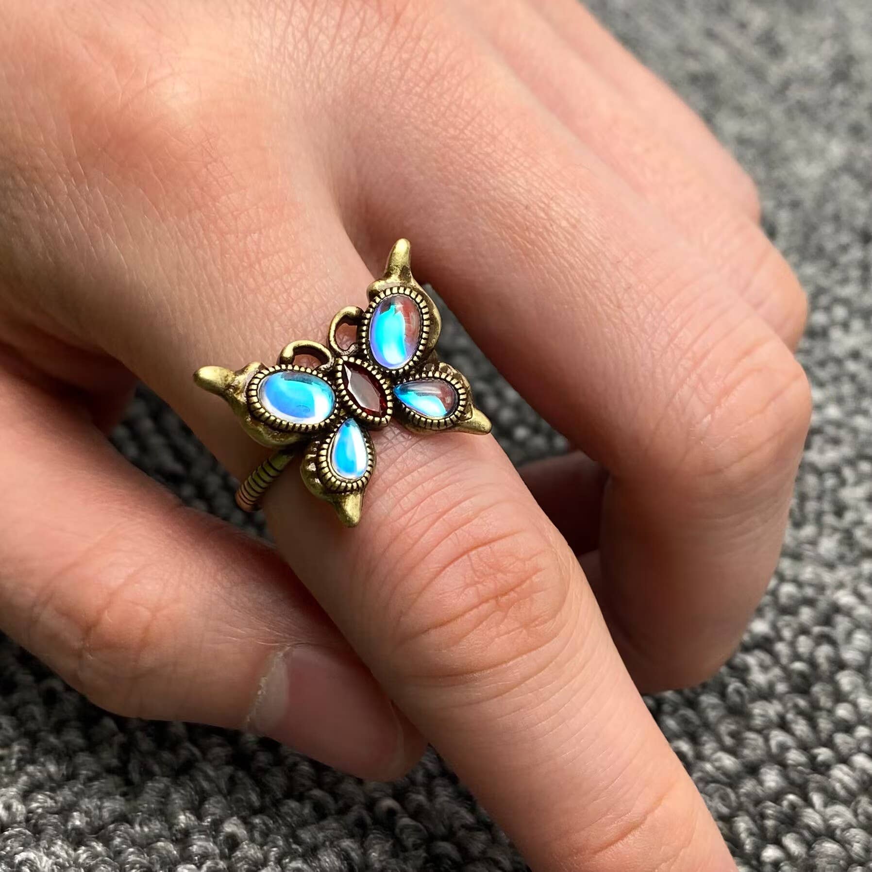 Mio Queena - Wholesale Cocktail/Statement Ring - Vintage Color Changing Butterfly Bronze Adjustable Ring1