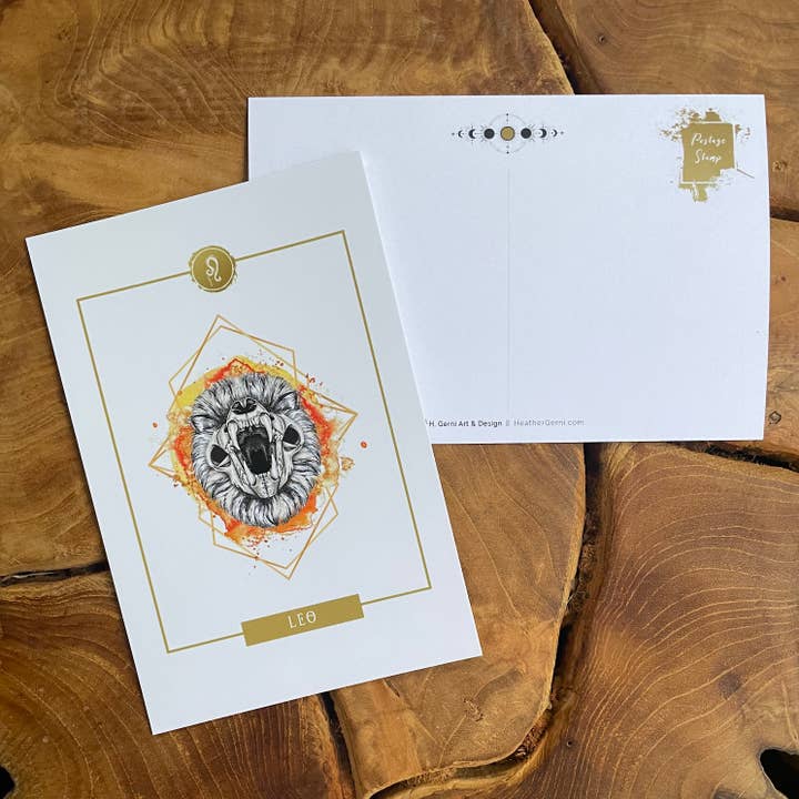 ZODIAC POSTCARD - LEO for wholesale by Heather Gerni Art & Design