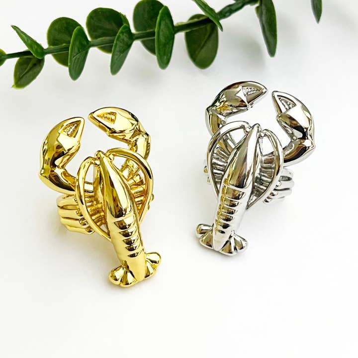 Glossy Ocean Lobster Adjustable Statement Ring for wholesale by mildstyles