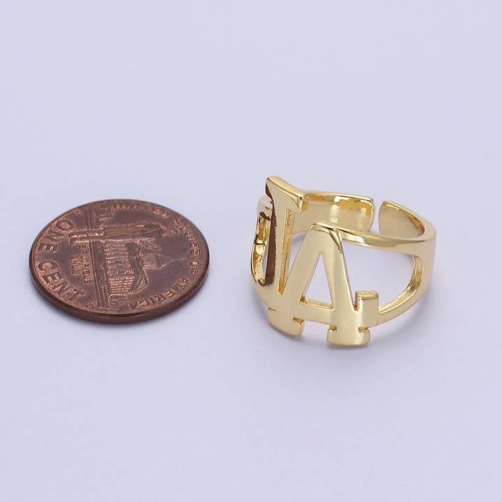 Aim Eternal – wholesale Band/stacked ring – Gold Los Angeles LA Baseball Statement Ring | R-0333