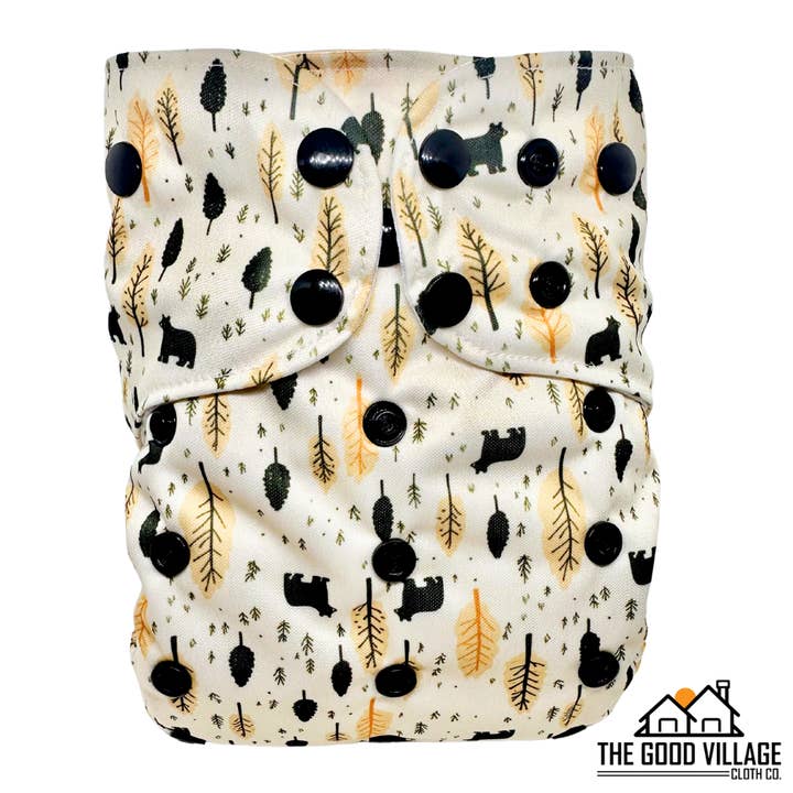 Enstorleksficka Blöja | Svarta Björnar för wholesale av The Good Village Cloth Co + Market