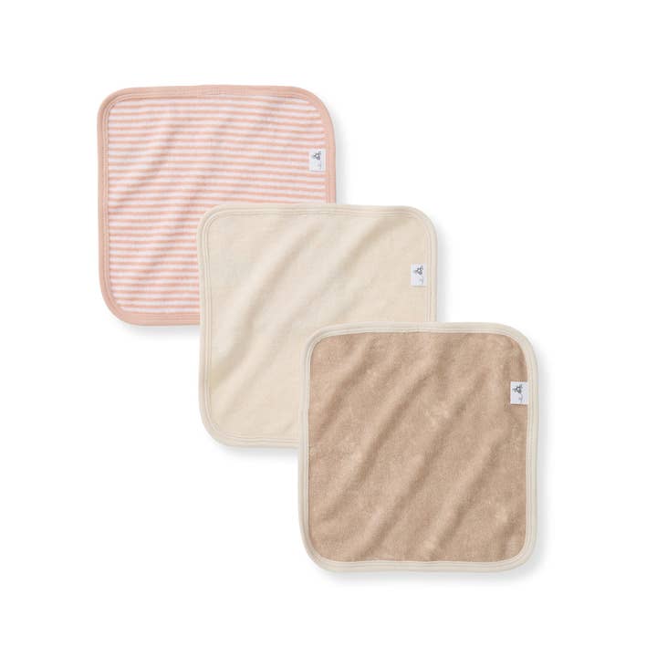 Hummus Set of 3 Whimsical Floral Knit Terry Washcloths for wholesale on Faire