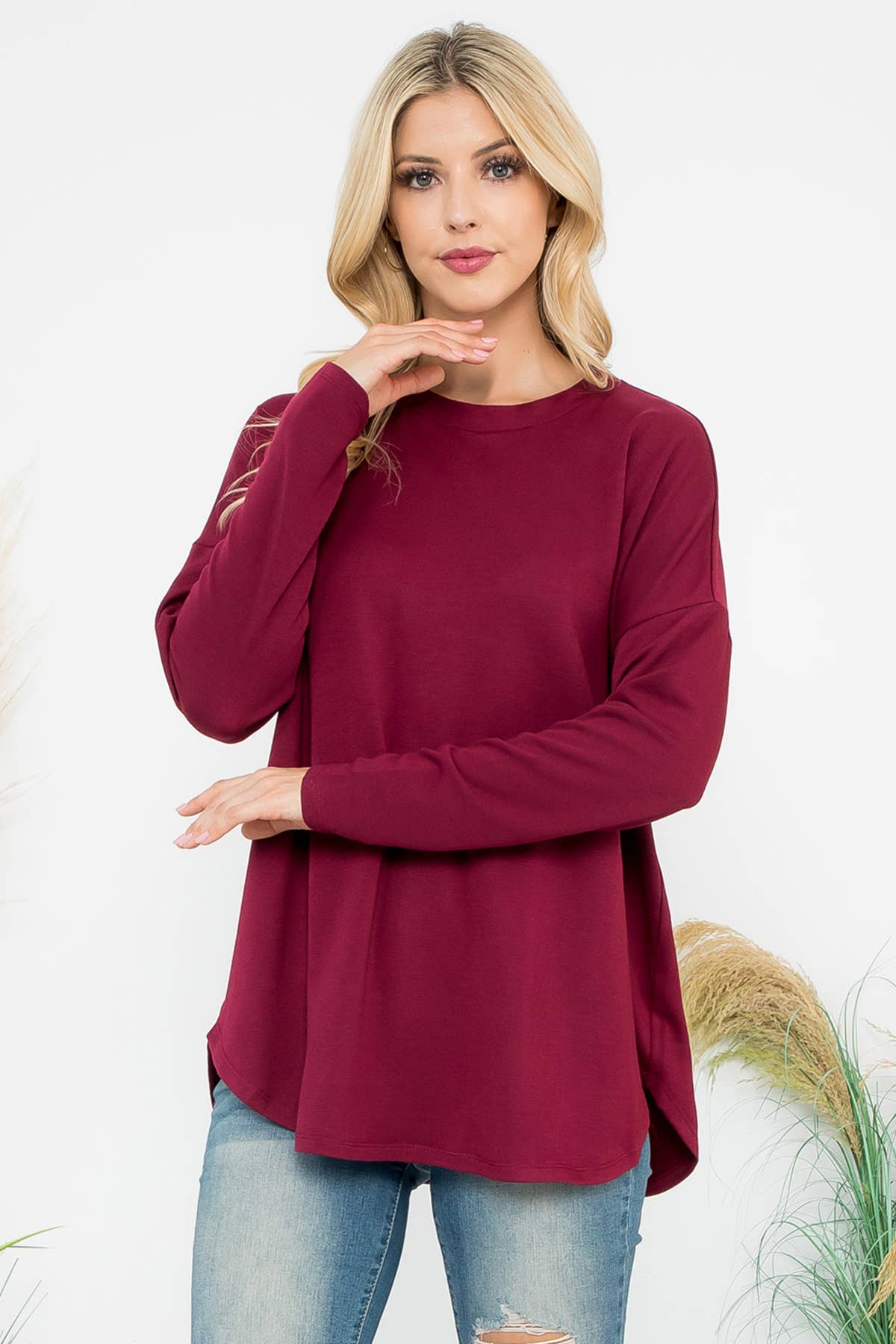 You & Me - Vente Tunique – femme - HAUT EN MOLLETON À MANCHES LONGUES YMT20090V ET OURLET ARRONDI22