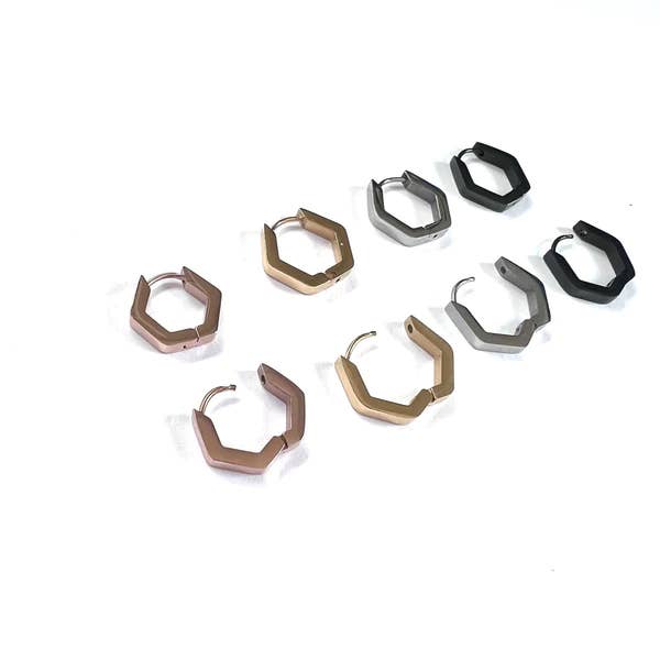 Royce and Oak - Wholesale Hoop Earrings - Hexagon Hoop Earrings