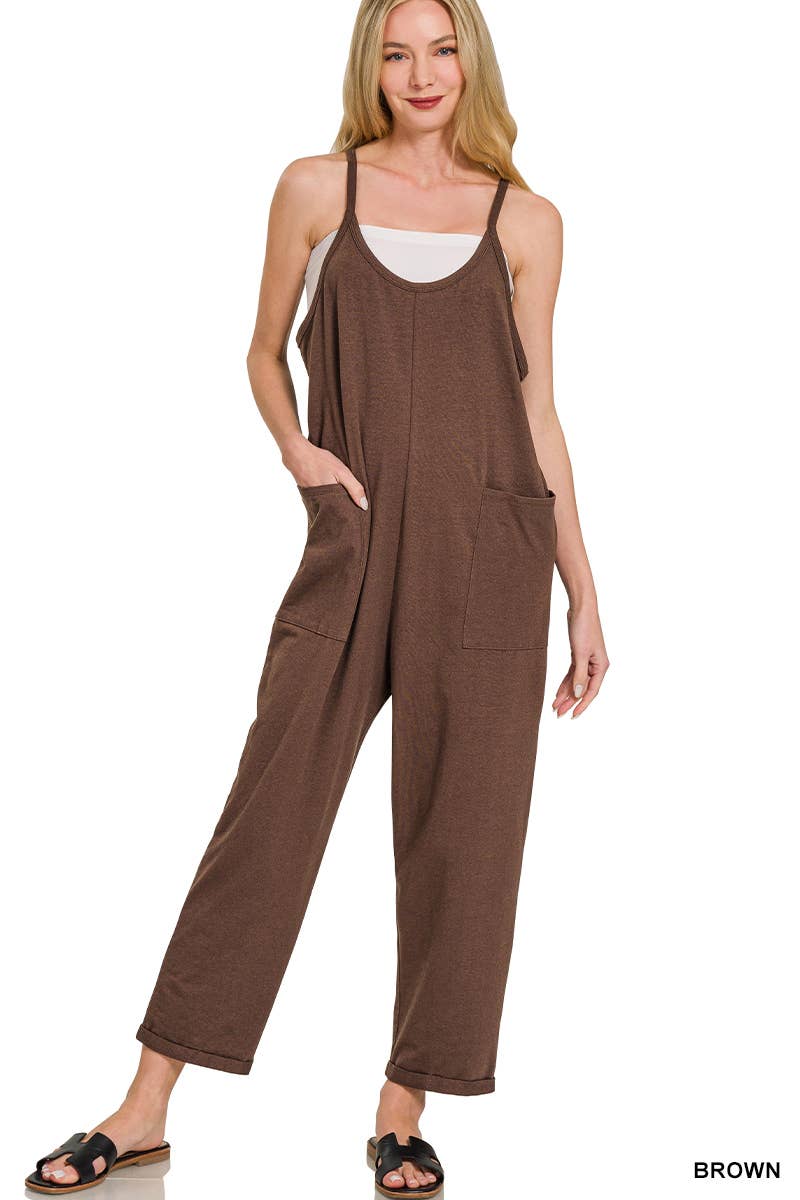 42POPS – Engroshandel Jumpsuit - Dame – Spaghetti-strop jumpsuit i bomuld med lommer15