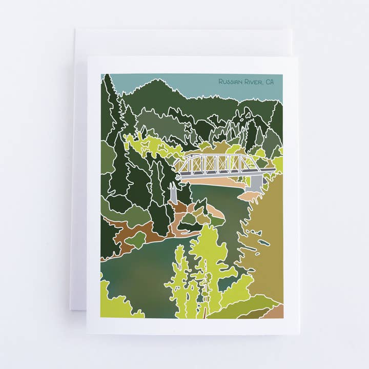 Carte de voeux Russian River pour la vente par Bean Horse Car Designs