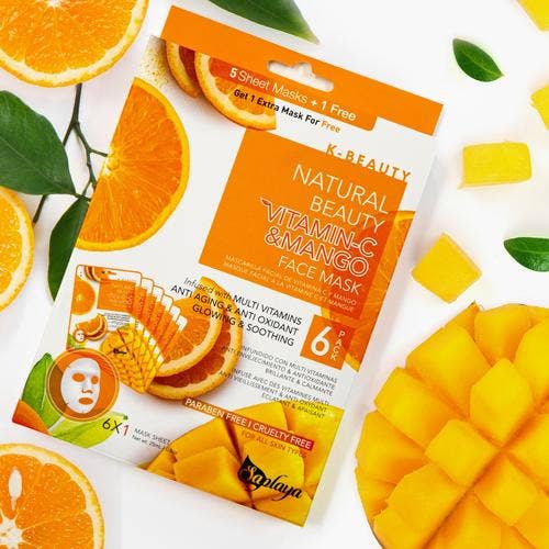 SM Beauty LLC - Wholesale Skincare Face Mask - Vitamin C and Mango Face Mask Sheet 6 PK1