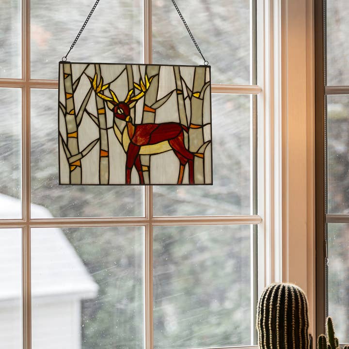 River of Goods - Wholesale Suncatcher - 11"H Majestic Deer Stained Glass Window Panel