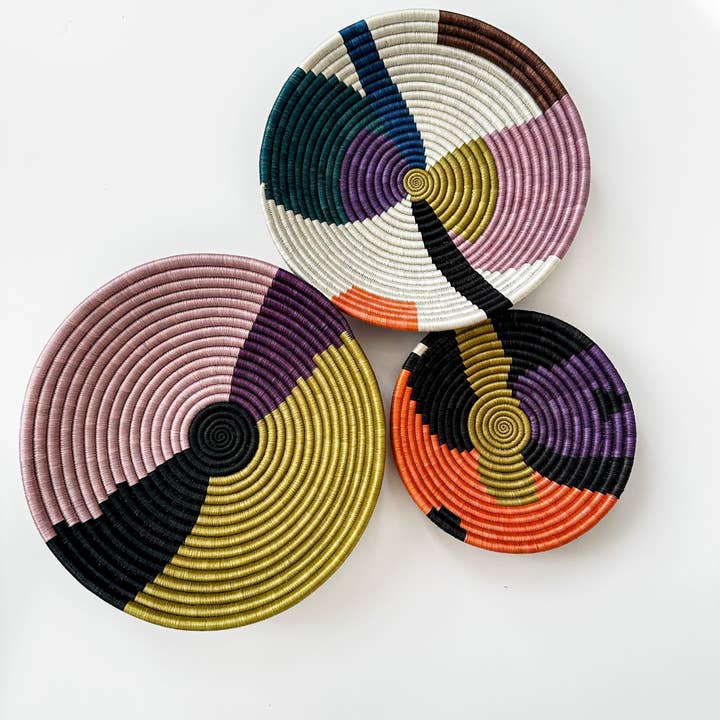 sifadesigns - Wholesale Wall Accent - Set of 3 Colorful Woven Baskets for Wall Decor, Home Decor