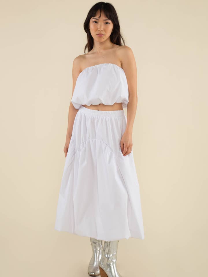 Faye Bubble Crop Poplin Tube Top for wholesale by NLT