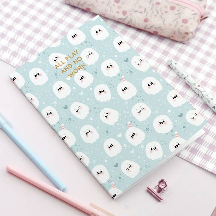Ghosty Notebook All Play and No Work - Carnet à couverture souple pour la vente par My Sweet Paper Card