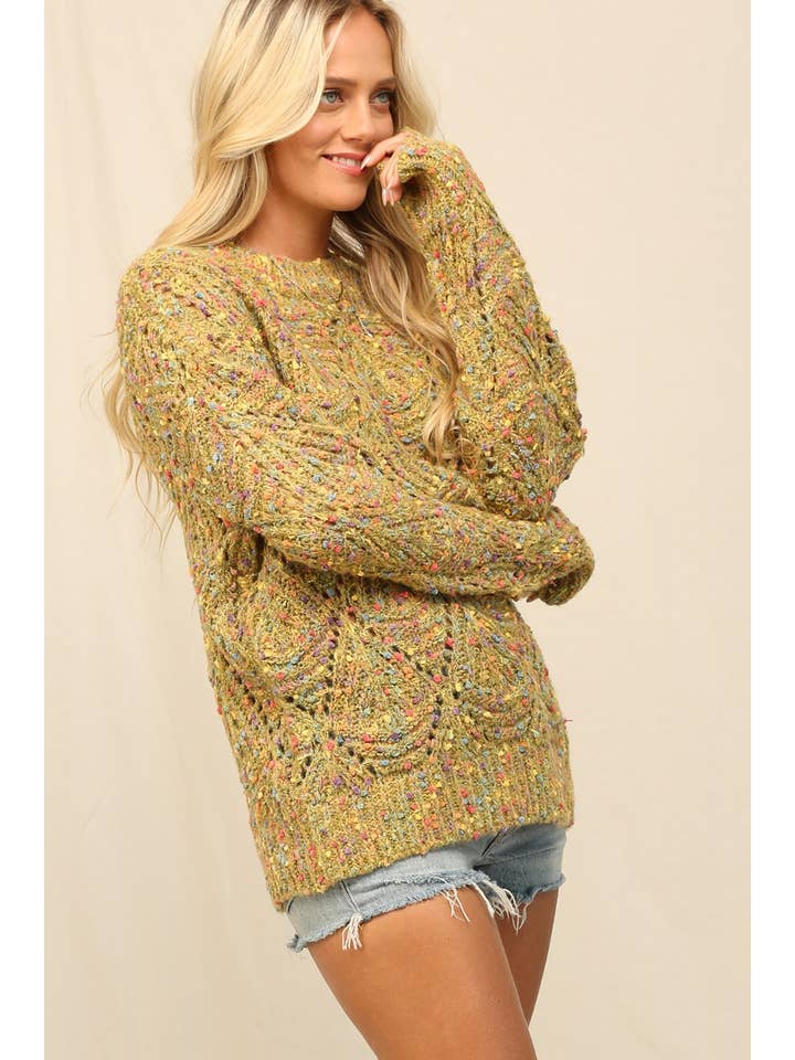 Moss Colorfully Speckled Sweater for wholesale on Faire7