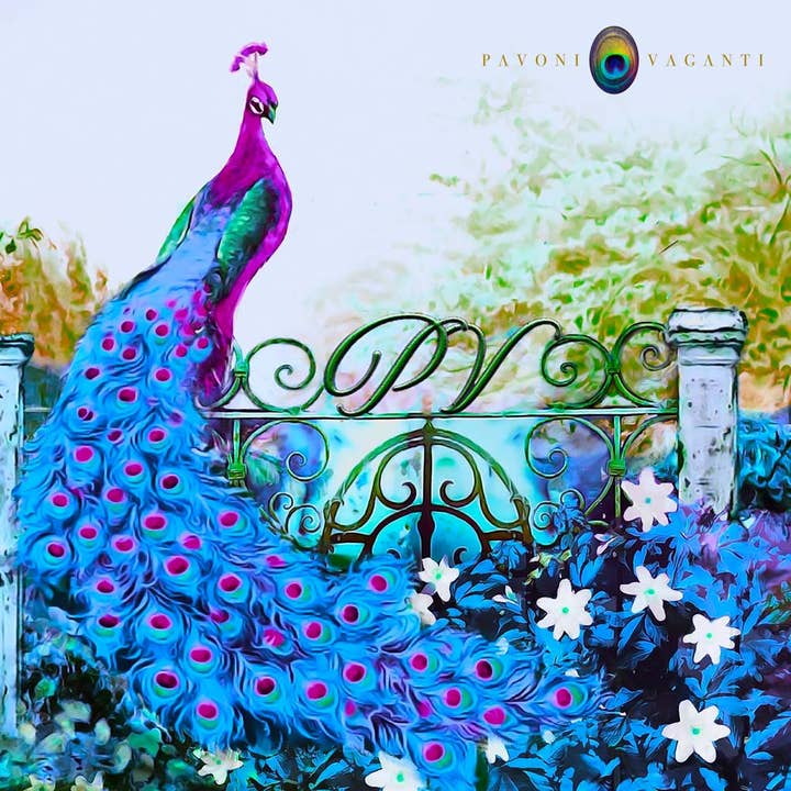 Peacock Foulard Deep Light Blue for wholesale by Pavoni Vaganti