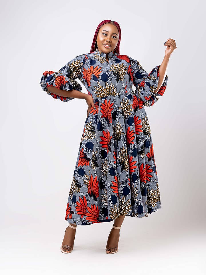 African Print Obili flared dress for wholesale by ETNICA